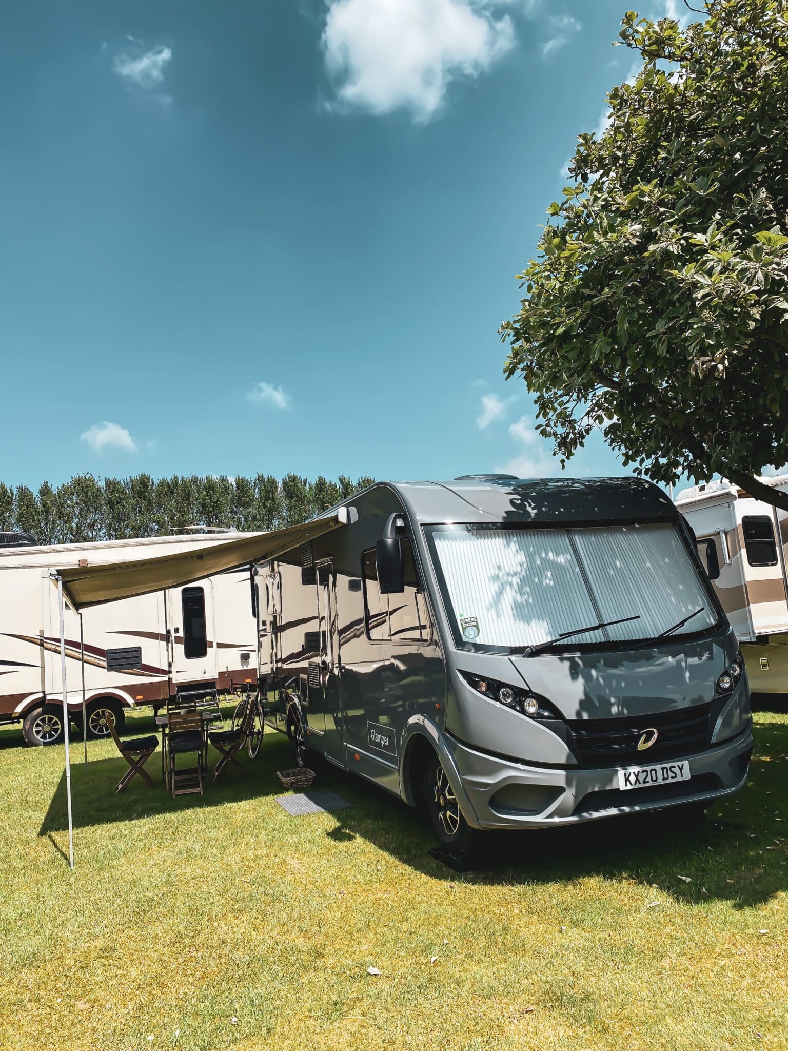 Luxury motorhome hire British Grand Prix 2024 Silverstone Glamper RV